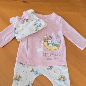 Pink Baby Outfit with Cartoon Print